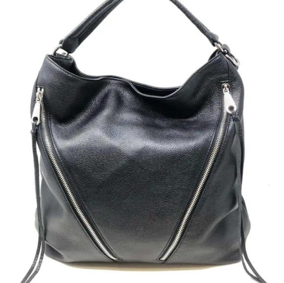 Rebecca Minkoff Moto Black leather Tote Hobo Purse Shoulder Handbag